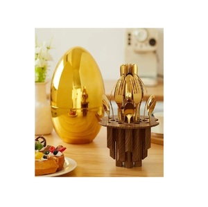 Ensemble de couverts écologiques en acier inoxydable 24 pièces-couteau à suspendre fourchette cuillère avec support en métal ensemble de couverts économiques - Product Image 2