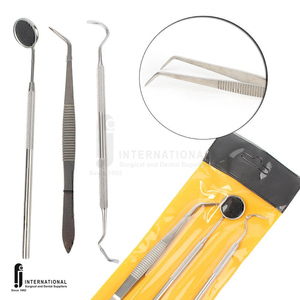 Kit de diagnóstico Dental de acero inoxidable de alta calidad, 3 uds., juego de examen básico, agarre ergonómico reutilizable, 1 año de garantía - Product Image 1