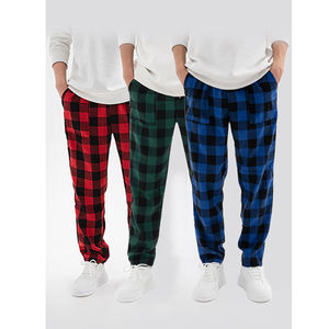 Vente en gros de pyjama de haute qualité pour hommes pantalon de pyjama de détente en flanelle à carreaux avec cordon de serrage pantalon avec poches - Product Image 1