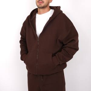 ชุดกางเกงวอร์มผ้าฝ้ายแบบมีซิปสำหรับผู้ชายชุดเสื้อฮู้ดกางเกงซับเหงื่อผ้าคอตตอนปรับโลโก้ได้ชุดวอร์มสำหรับฤดูหนาวระบายอากาศได้ดีไซส์ใหญ่พิเศษบริการ OEM - Product Image 3