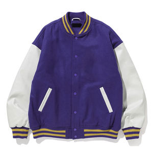 Nouvelles vestes universitaires tendance en tissu de laine chauffant éco-responsable avec boutons, style universitaire américain, col montant, vente en gros personnalisée - Product Image 1