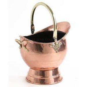 Elegant Victorian-style metal charcoal bucket with hand-etched floral patterns suitable for decorative and functional use - Product Image 1