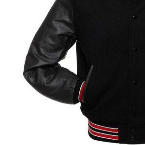 แจ็คเก็ตเลตเตอร์แมนผ้าวูลคลาสสิก แขนหนัง แต่งขอบยางยืด สำหรับผู้ชาย แจ็คเก็ตวาร์ซิตี้ผ้าวูลผู้ชายแบบ OEM - Product Image 5