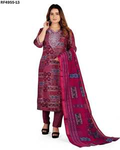 Elegante conjunto de traje Kurti bordado con Dupatta estampado y parte inferior coordinada para el estilo diario Kurti Sets - Product Image 4