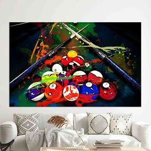 Arte moderno impreso en lienzo para pared: elegante diseño de billar, enrollado en lienzo tipo galería - Product Image 1