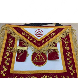 Masonic Royal Arch Triple Tau Delantal bordado a mano-Puños-Corona y guantes de caja - Product Image 2