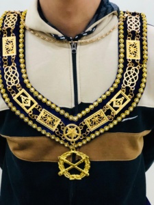 Tabliers maçonniques Regalia MARÉCHAL AVEC collier en chaîne MADE-HSE MAIN VELOURS VIOLET - Product Image 6