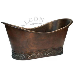 Bañera ovalada de cobre martillado de cobre de Metal duro, bañera de Metal para interiores y exteriores para casa moderna hecha a mano - Product Image 6