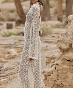 2026 été Maxi a-ligne robe de plage pour les femmes ODM Style Vietnam mousseline de soie tissu Anti-rides papillon manches conception Simple - Product Image 5