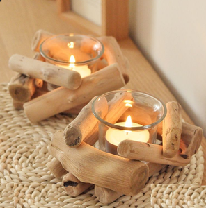 Bougeoir en bois flotté élégant pour décoration de Pâques et de Noël dans le salon de la maison - Product Image 3