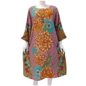 Robe d'été pour femmes motif floral élégant manches 3/4 chemise de nuit en rayonne vêtements quotidiens doux et thermique au genou - Product Image 2