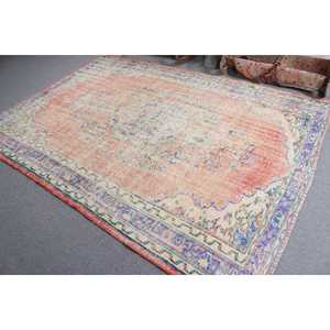 Tapis turc, grand tapis vintage 6,2x9 pieds, tapis camouflage rouge et bleu - Product Image 4