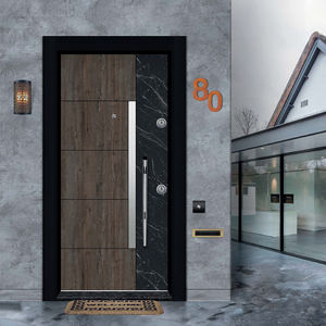 Porte d'entrée en bois contemporaine avec un design géométrique unique pour les bâtiments résidentiels - Product Image 2