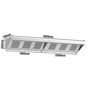 Hotte d'extraction murale commerciale - 3800 mm - avec filtres à déflecteurs et éclairage LED - Product Image 5