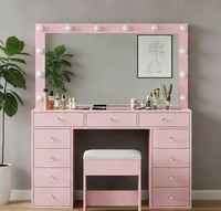 Table de toilette de luxe moderne avec prises intégrées, bureau de maquillage dissimulé, pour dressing
