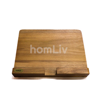 Support de tablette réglable en teck naturel, support de livre de cuisine pliable, présentoir pour comptoir de cuisine, bureau, fait main