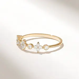 奢华风格十字戒指简约实验室种植钻石结婚戒指戒指，适合佩戴珠宝的女性低价s