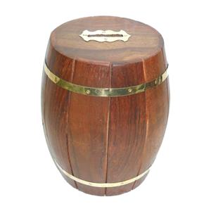 Handmade Money Bank Home Decorative <b>Gift</b> Item Wooden Mango Wood Metal Inlay Barrel Shape Promotional Box Pattern Unique Design - Product Image 6