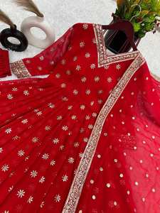 ชุดเดรส Anarkali งานปักลายนูนประดับเลื่อม ผ้าจอร์เจียต์เทียมเนื้อหนา คุณภาพสูง ดีไซน์ล่าสุด สำหรับงานแต่งงาน โดย FabZone - Product Image 2