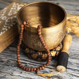 Precio al por mayor, nuevos cuencos tibetanos para cantar, cuencos de latón macizo hechos a mano de Nepal para meditación de Chakra, cuenco de sonido curativo de Yoga - Product Image 5