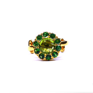 Anillo Vermeil de Plata de Ley 925 de moda para mujer con piedra preciosa peridoto Esmeralda estilo clásico para uso diario - Product Image 1
