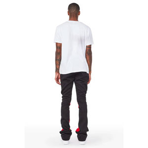 Ensemble de jogging de haute qualité en coton épais délavé à l'acide pantalon de survêtement Hip Hop évasé pour hommes avec panneau latéral - Product Image 6