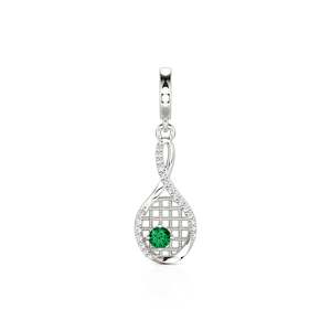Colgante de raqueta de tenis Jeulia Move My Way con piedra de nacimiento personalizada - Product Image 1