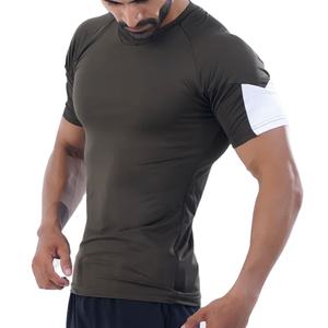 T-shirt de sport personnalisé OEM ODM à séchage rapide, design à empiècements sur le bras, col en V, vêtements de sport, fabricant, nouveau design athlétique - Product Image 3