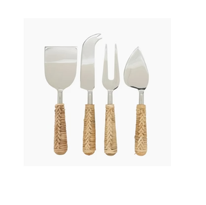 Nuevo excelente juego de queso de acero inoxidable de ratán, juego de rebanador de queso pulido con espejo de plata, venta al por mayor de fábrica más vendida - Product Image 5