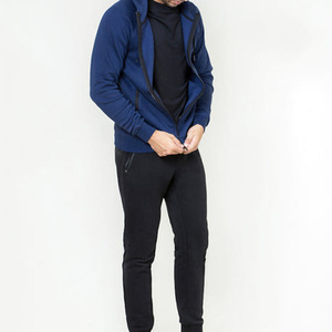 Ensemble de survêtement décontracté deux pièces à capuche zippé pour le sport et l'entraînement – Sweat-shirt et pantalon de survêtement à motif uni - Product Image 5