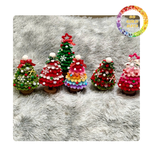 Sapin de Noël artisanal en velours |   Ornement de sapin de Noël en fil de fer à nettoyer, à faire soi-même, moelleux - Product Image 2