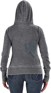 Venta al por mayor de las mujeres de costura personalizada lavado ácido de talla grande cremallera sudaderas con capucha Vintage peso pesado 100% algodón temporada de invierno uso - Product Image 6