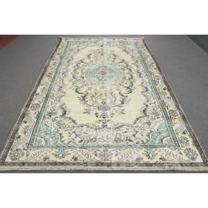 Rug, 5.9x9.5 ft Turkish Rug, <b>Yellow</b> Solid Rug <b>Wool</b> - Product Image 1