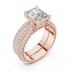 Anillo de Oro Rosa de 14K con Diamante Cultivado en Laboratorio de Corte Radiante, Estilo Vintage para Mujer |   Nuevo Diamante Cultivado Certificado por IGI de 5.20 Ct - Product Image 5