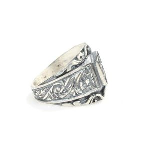 Bague religieuse islamique pour homme en argent sterling 925, forme bouclier, gravure motif Tughra ottoman, bijou de collection culturel - Product Image 3
