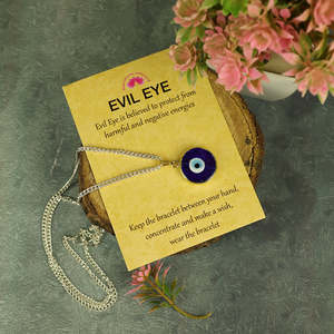 Collar de cadena de eslabones de acero inoxidable chapado en oro con colgante redondo de ojo turco azul de 20 mm - Product Image 3