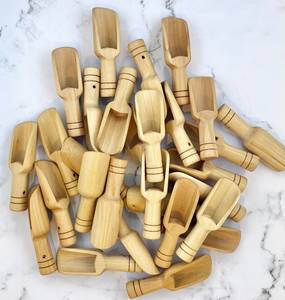 Mini cuillère en bois faite à la main pour sel de bain cuillère à épices en bois naturel cuillère à mesurer de sel cosmétique écologique d'Inde - Product Image 5