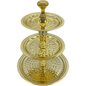 Soporte para Pastel de Metal Dorado de 2 Niveles, Bandeja Cuadrada para Exhibición de Postres con Relieve y Asa, Elegante Plato para Servir en Bodas y Fiestas, en Oferta - Product Image 6
