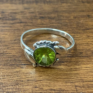 2.1 Grams Yellow Gold <b>Peridot</b> Gemstone <b>Ring</b> Statement Style with Invisible Setting and Adjustable Size Everyday Wear - Product Image 1