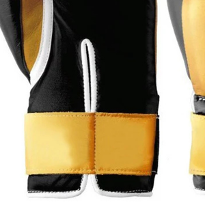 Professional Black Gold Leather Boxing Gloves <b>Velcro</b> Wrist Training Sparring Gloves for Men and Women - Product Image 3