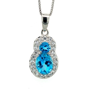Vente en gros de bijoux fins collier et breloques en forme de goutte d'eau avec pierre de topaze bleue à la mode - Product Image 1