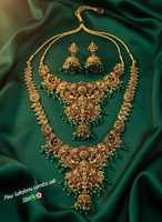 Parure de mariée Laxmi de temple traditionnel du sud de l'Inde, en alliage plaqué or, de qualité supérieure, avec zircon, dernier design, pour fiançailles et mariage