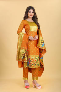 Último diseñador Fab Zone Soft Silk Digital Printed Work Kurti Set para adultos Sari de alta calidad y Salwar Kameez para fiestas - Product Image 4