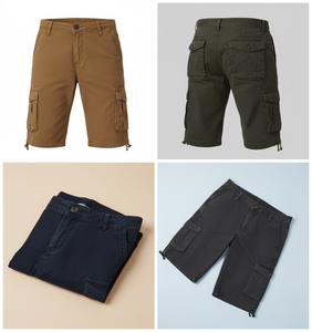 Pantalones Cortos Cargo Clásicos Color Bronceado para Hombre - Algodón Twill Resistente, Casuales, para Trabajo y Aire Libre, con Múltiples Bolsillos - Product Image 4