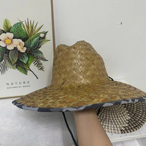 Sombrero de paja de ala ancha de fábrica con logotipo personalizado ribon para mujer uso superior plano para fiesta en la playa Sombrero de vaquero sombrero artesanal de mimbre regalo - Product Image 1