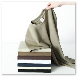 Alta calidad 320gsm 100% algodón pesado de gran tamaño hombro caído sólido manga corta Camiseta de cuello redondo en blanco ajuste limpio para hombres - Product Image 2