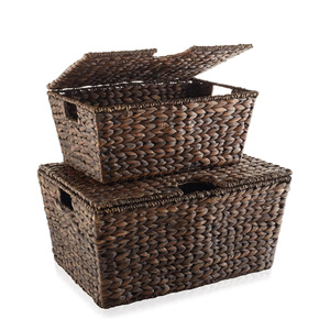 Handweave boxes natural <b>water</b> hyacinth box cheap price storage <b>container</b> for organizing essentials - Product Image 2