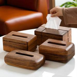 Luxury Walnut Tissue Box | Wooden Paper Holder Bathroom Living Room | Modern Durable <b>Desktop</b> Storage Case | Home Decor <b>Organiser</b> - Product Image 1