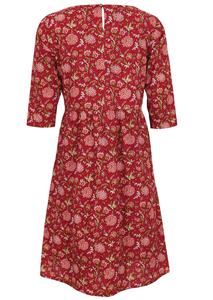 Briar <b>Dress</b> 100% Cotton Bohemian Cranberry Floral Print <b>Knee</b>-<b>Length</b> Washable for <b>Summer</b> Spring and Autumn - Product Image 5