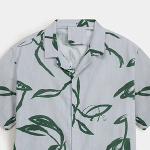 Usine de fabrication de vêtements de haute qualité nouveau Design été à manches courtes hommes imprimé personnalisé chemise boutonnée hawaïenne - Product Image 5